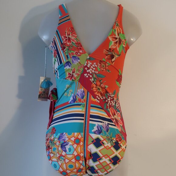 NWT Womens Johnny Was Bold Multicolor Floral One Piece Swimsuit 1X - Picture 6 of 8